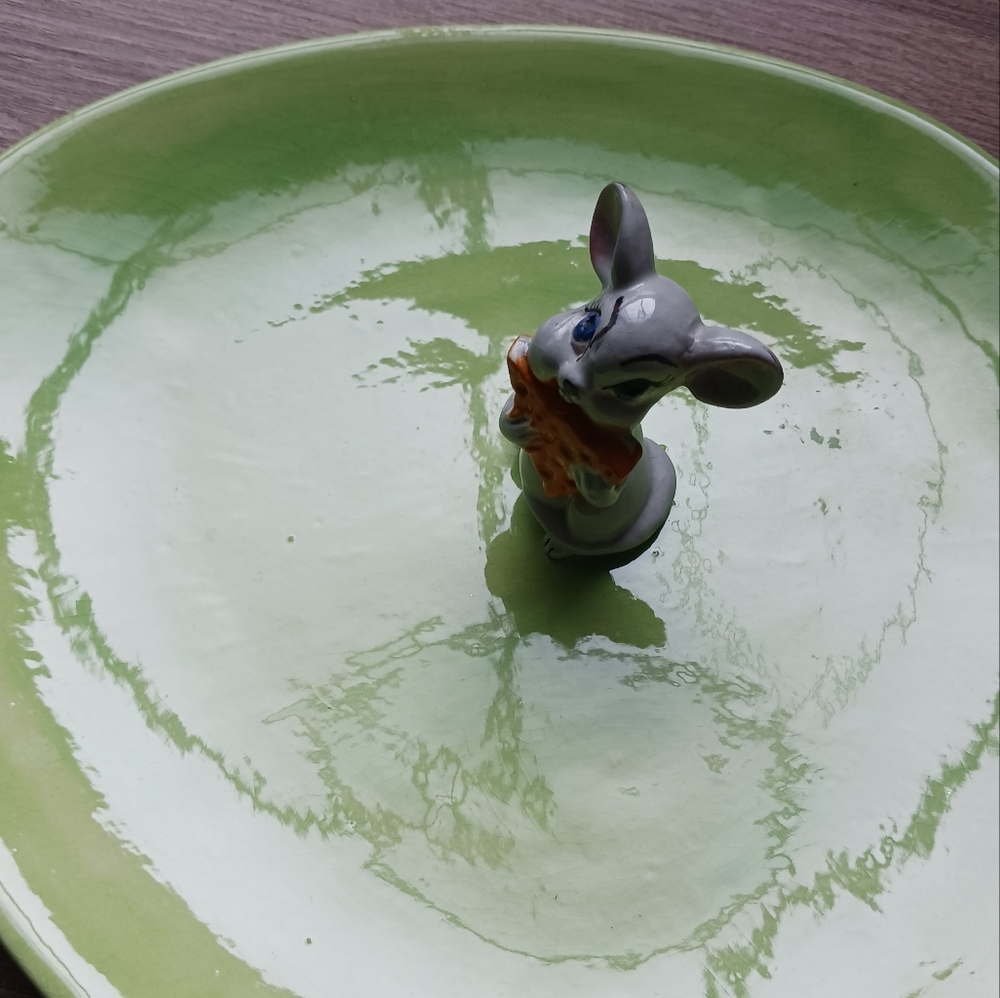 π· Whimsical Vintage Ceramic Mouse Trinket Tray / Cheese Plate π π§ - Picture 6 of 14